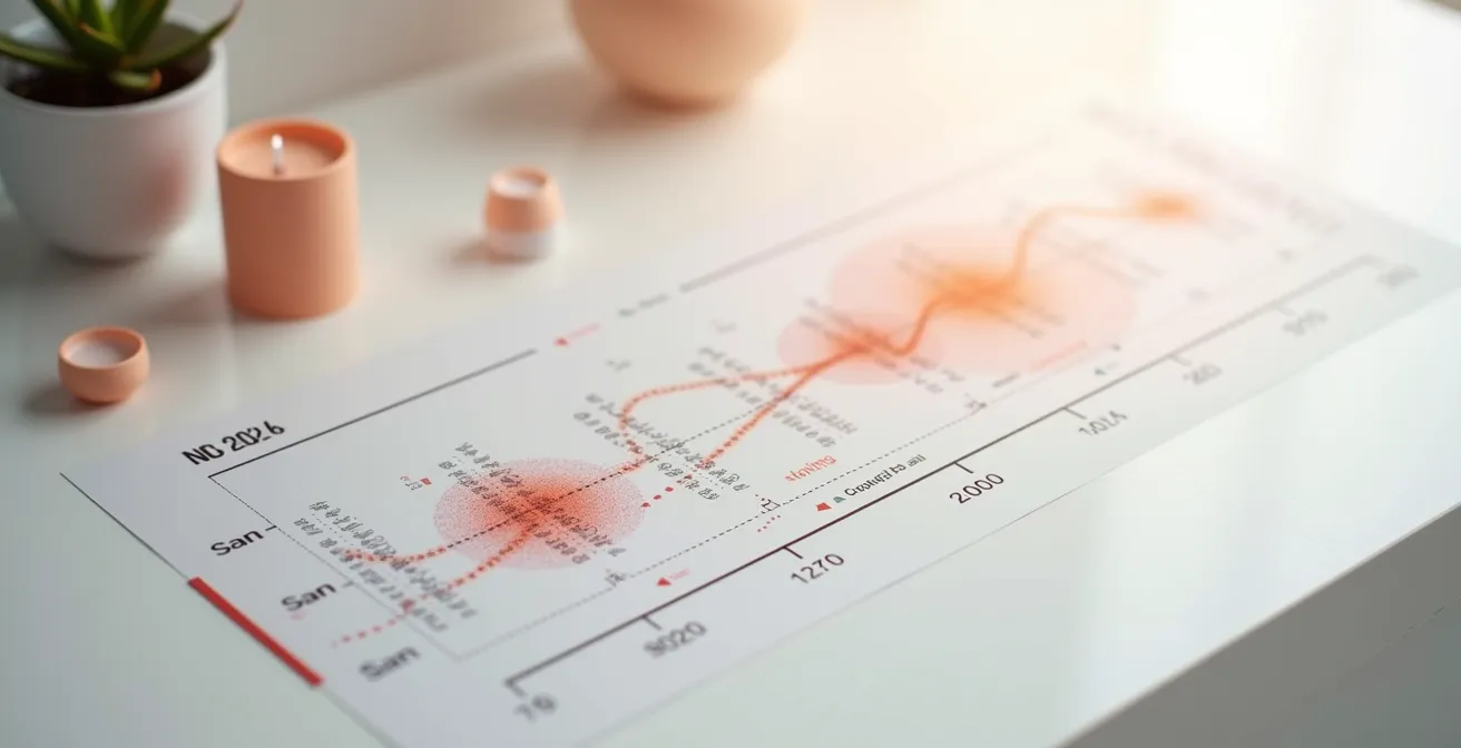Visualisation graphique du calendrier d'un protocole laser montrant la progression sur 5 mois