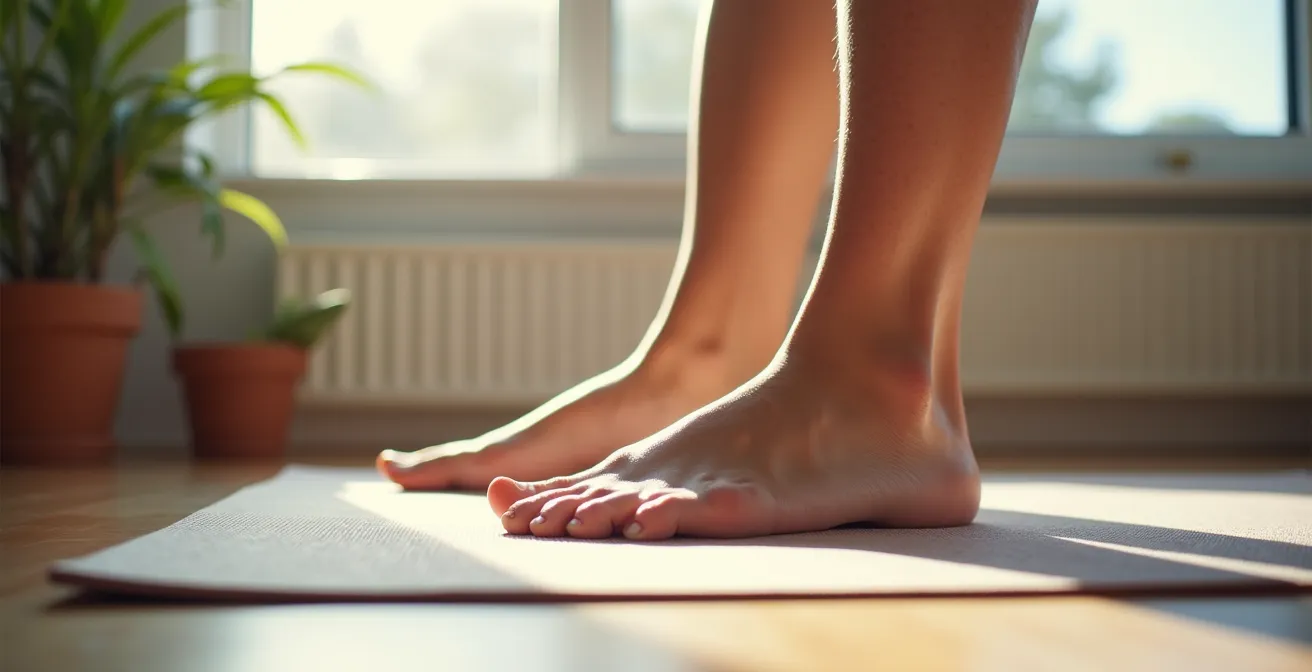 Patient effectuant des exercices de préparation avant chirurgie du pied